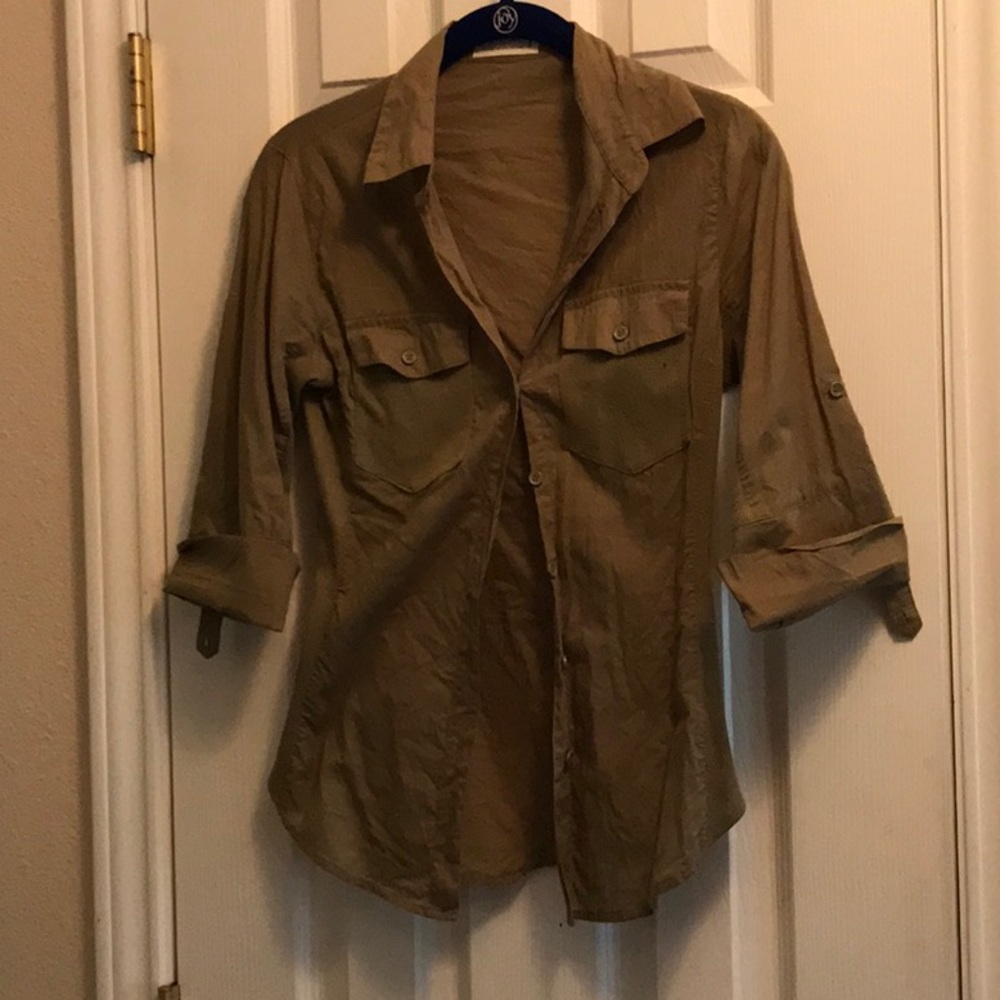 Army green button down shirt
